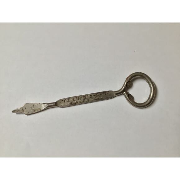 Vtg Ludwig Lane Dairy Bottle Opener Can Punch Pick Toledo Ohio Advertising 13B - Picture 1 of 4